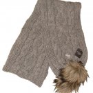 ABERCROMBIE & FITCH WOMENS GREY CABLE KNIT FAUX FUR WOOL MOOSE SCARF NEW NWT $78