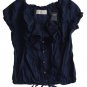 ABERCROMBIE & FITCH WOMENS BRETT NAVY BLUE SILK RUFFLE BLOUSE TOP S NEW NWT $78