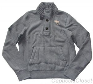 ABERCROMBIE & FITCH CASCADE LAKES HEATHER GREY FLEECE SWEATSHIRT SWEATER XXL NWT