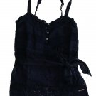 ABERCROMBIE & FITCH GWEN NAVY BLUE LACE BELTED CAMI TANK TOP SHIRT S NEW NWT $98