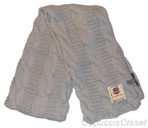 LUCKY BRAND JEANS WOMENS TWISTED LOCKS WOOL ANGORA CABLE KNIT SCARF BLUE NEW NWT