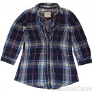 ABERCROMBIE & FITCH WOMENS JESSA NAVY PLAID BUTTON DOWN TUNIC SHIRT SZ M NEW NWT