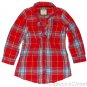 ABERCROMBIE & FITCH WOMENS JESSA RED PLAID BUTTON DOWN TUNIC SHIRT SZ L NEW NWT