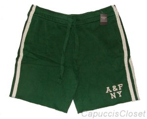 ABERCROMBIE & FITCH MENS BALD PEAK GREEN SWEATS GYM SHORTS L LARGE NEW NWT $50