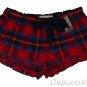 ABERCROMBIE & FITCH WOMENS RANDI RED PLAID FLANNEL SLEEP SHORTS BOXERS L NEW NWT
