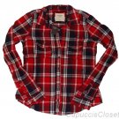 ABERCROMBIE & FITCH WOMENS HAILEY PLAID BUTTON DOWN SHIRT TOP RED NAVY M NEW NWT