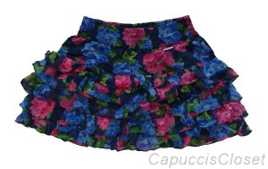 ABERCROMBIE & FITCH WOMENS STACY NAVY CUTE FLORAL TIERED RUFFLE MINI SKIRT S NWT