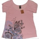 LUCKY BRAND JEANS WOMENS PINK COTTON MODAL SCOOPNECK BUTTERFLY T-SHIRT TOP L NWT