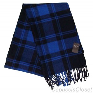 ABERCROMBIE & FITCH WOMENS BLUE NAVY SOFT COZY PLAID FRINGE SCARF NEW NWT $58