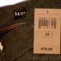 LUCKY BRAND JEANS MILITARY SURPLUS GREEN CROPPED CARGO CAPRIS PANTS 14/32 NWT