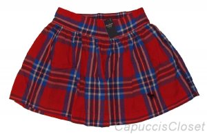 ABERCROMBIE & FITCH WOMENS BAILEY RED NAVY PLAID MINI SKIRT SZ S SMALL NEW NWT