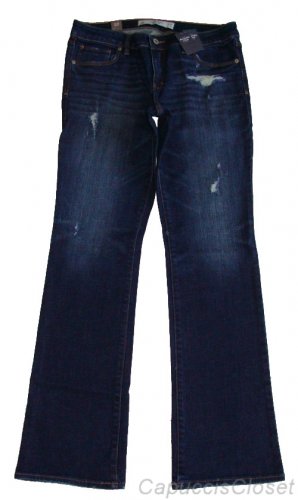 ABERCROMBIE & FITCH A&F BOOT DARK DESTROYED STRETCH DENIM JEANS SZ 10R 30/33 NWT