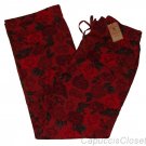LUCKY BRAND JEANS RED FLORAL PRINT COTTON DRAWSTRING PAJAMA LOUNGE PANTS L NWT