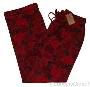 LUCKY BRAND JEANS RED FLORAL PRINT COTTON DRAWSTRING PAJAMA LOUNGE PANTS L NWT