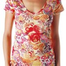 LUCKY BRAND JEANS WOMENS POP HEART MULTI PEACE SIGN SUN TEE SHIRT XS NEW NWT