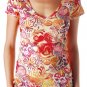 LUCKY BRAND JEANS WOMENS POP HEART MULTI PEACE SIGN SUN TEE SHIRT XS NEW NWT