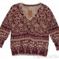 LUCKY BRAND JEANS WOMENS BATIK V-NECK COTTON CARDIGAN SWEATER TOP SZ XS NEW NWT