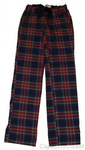 ABERCROMBIE & FITCH SARAH NAVY BLUE PLAID FLANNEL SLEEP PAJAMA PANTS M NEW NWT