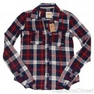 HOLLISTER CALIFORNIA JACK CREEK BURGUNDY NAVY PLAID BUTTON DOWN SHIRT XS NEW NWT