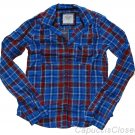 ABERCROMBIE & FITCH WOMENS HAILEY BLUE PLAID BUTTON DOWN OXFORD SHIRT TOP M NWT