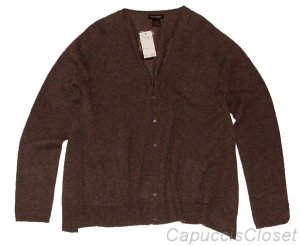 PHILOSOPHY DANE LEWIS CASHMERE V-NECK CARDIGAN SWEATER TIMBER BROWN M NWT $228