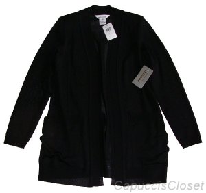EXCLUSIVELY MISOOK BLACK KNIT OPEN-FRONT CARDIGAN SWEATER JACKET XS NEW NWT $398