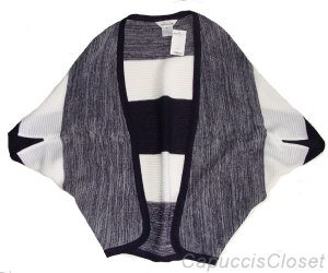EXCLUSIVELY MISOOK NAVY WHITE STRIPED KNIT SWEATER COCOON SHRUG JACKET XL NWT