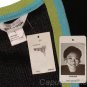 EXCLUSIVELY MISOOK BLACK LIME TURQUOISE BELTED CARDIGAN KNIT SWEATER L NWT $398