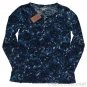 LUCKY BRAND JEANS WOMENS CARLY ROSE NAVY PRINT HENLEY TEE SHIRT TOP XL NEW NWT