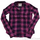 ABERCROMBIE & FITCH WOMENS HAILEY PLAID BUTTON DOWN SHIRT TOP PINK NAVY XS NWT