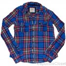 ABERCROMBIE & FITCH WOMENS HAILEY PLAID BUTTON DOWN SHIRT TOP BLUE PINK SZ M NWT