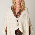 FREE PEOPLE IVORY EMBROIDERED SEQUINED WOOL ANGORA SWEATER CAPE PONCHO XS/S NWT