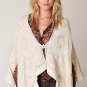 FREE PEOPLE IVORY EMBROIDERED SEQUINED WOOL ANGORA SWEATER CAPE PONCHO XS/S NWT
