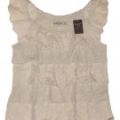 ABERCROMBIE & FITCH CHARISSA OATMEAL TIERED RUFFLE LACE T-SHIRT TEE TOP SZ S NWT