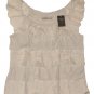 ABERCROMBIE & FITCH CHARISSA OATMEAL TIERED RUFFLE LACE T-SHIRT TEE TOP SZ S NWT