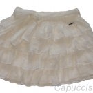 ABERCROMBIE & FITCH MARY CREAM CHIFFON SASH BELT TIERED RUFFLE MINI SKIRT L NWT