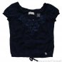 ABERCROMBIE & FITCH BELLA NAVY CHIFFON FLOWER LACE EMBELLISHED TOP SHIRT L NWT