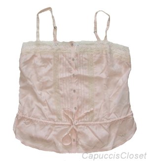 ABERCROMBIE & FITCH MARIA LIGHT PINK SILK LACE CAMI CAMISOLE TANK TOP L NWT $88