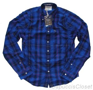 ABERCROMBIE & FITCH BIG SLIDE BLUE NAVY PLAID BUTTON DOWN OXFORD SHIRT XXL NWT