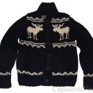 ABERCROMBIE & FITCH MENS WALLFACE MOUNTAIN NAVY MOOSE CARDIGAN SWEATER L NEW NWT