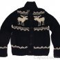 ABERCROMBIE & FITCH MENS WALLFACE MOUNTAIN NAVY MOOSE CARDIGAN SWEATER L NEW NWT