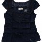 ABERCROMBIE & FITCH LINDSEY NAVY BLUE CROCHET LACE PEASANT BOHO SHIRT TOP S NWT