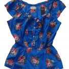 ABERCROMBIE & FITCH MELANIE BLUE FLORAL RUFFLE PEASANT BOHO SHIRT TOP L NEW NWT