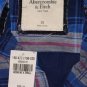ABERCROMBIE & FITCH WOMENS DAWN PLAID BUTTON DOWN SHIRT TOP NAVY BLUE SZ XS NWT