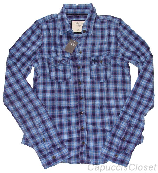 ABERCROMBIE & FITCH WOMENS DAWN PLAID BUTTON DOWN SHIRT TOP BLUE PINK ...