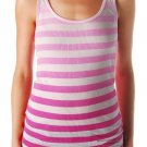LUCKY BRAND JEANS WOMENS PINK DIP DYE STRIPE RIB TANK TOP SHIRT SZ L NEW NWT