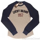 LUCKY BRAND JEANS MENS NAVY BLUE LOGO LONG SLEEVE THERMAL SHIRT SZ S NEW NWT $48