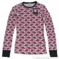 LUCKY BRAND JEANS WOMENS RED BLACK FAN PRINT THERMAL SHIRT TOP SZ L NEW NWT $54