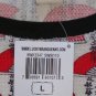 LUCKY BRAND JEANS WOMENS RED BLACK FAN PRINT THERMAL SHIRT TOP SZ L NEW NWT $54