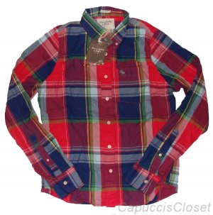 ABERCROMBIE & FITCH MORGAN MOUNTAIN PLAID BUTTON DOWN OXFORD SHIRT SZ L NEW NWT
